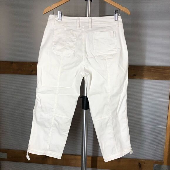 Eileen‎ FISHER White Cotton Cargo Capri Crop Pants Sz 4 - Picture 2 of 7